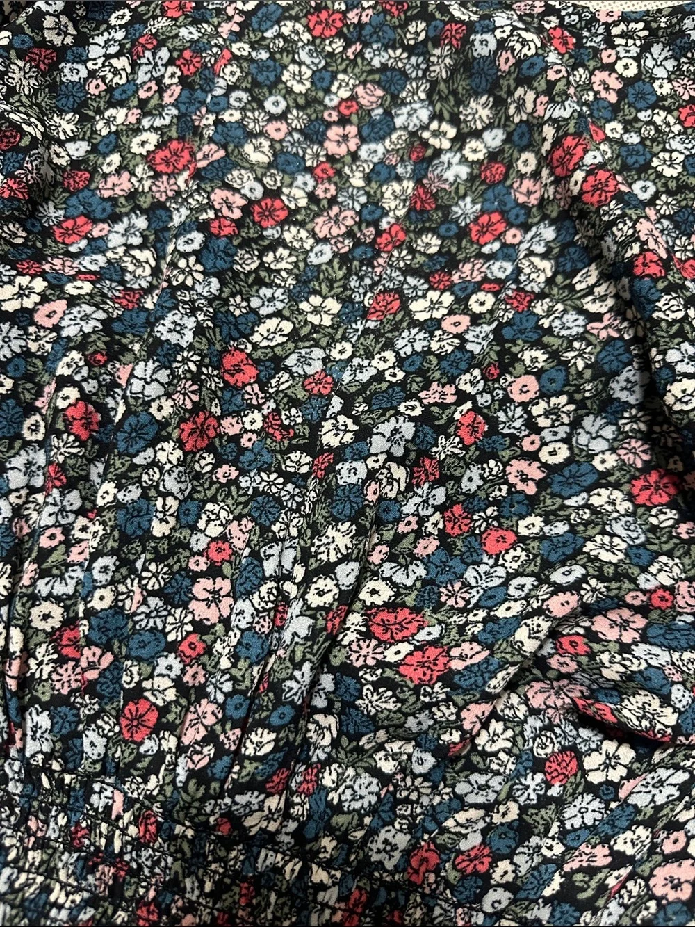 Abercrombie & Fitch Navy Floral Smocked Crop Top